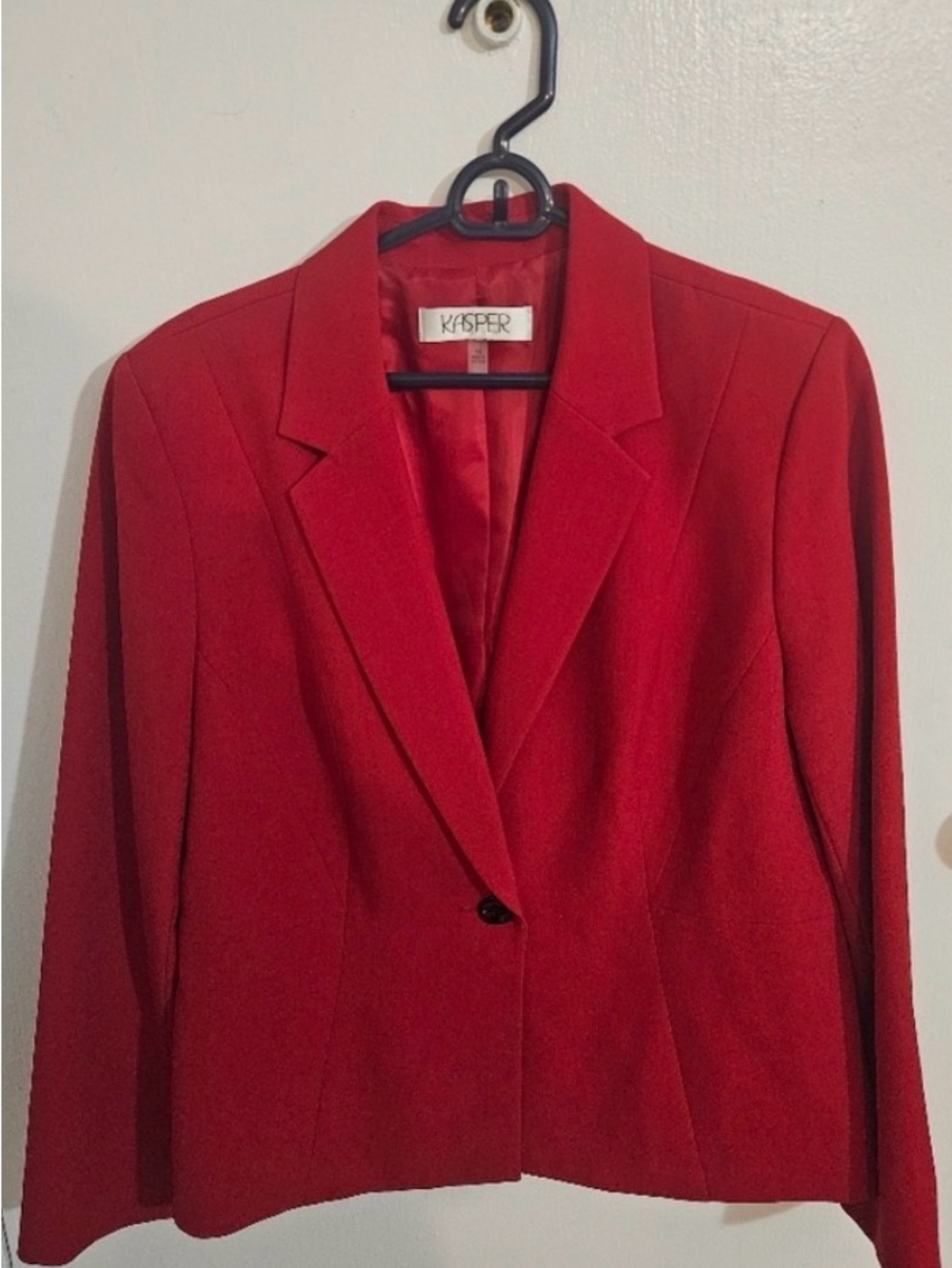 Kasper Red Single-Button Tailored Blazer
